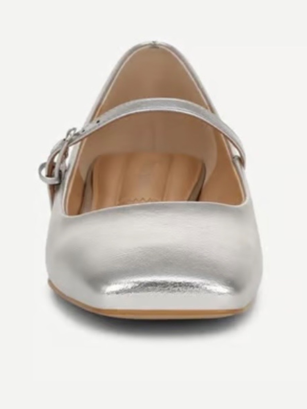 Franco Sarto Tinsley Square Toe Mary Jane Flats Silver Size 8M - Picture 5 of 11
